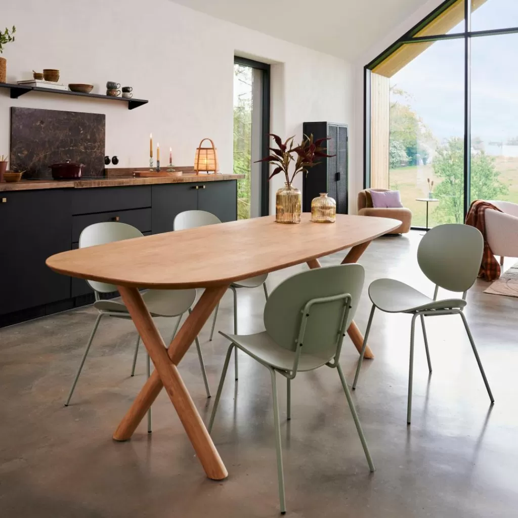 Fashion ACACIA Mesa De Comedor Con Patas En X Mesa De Comedor