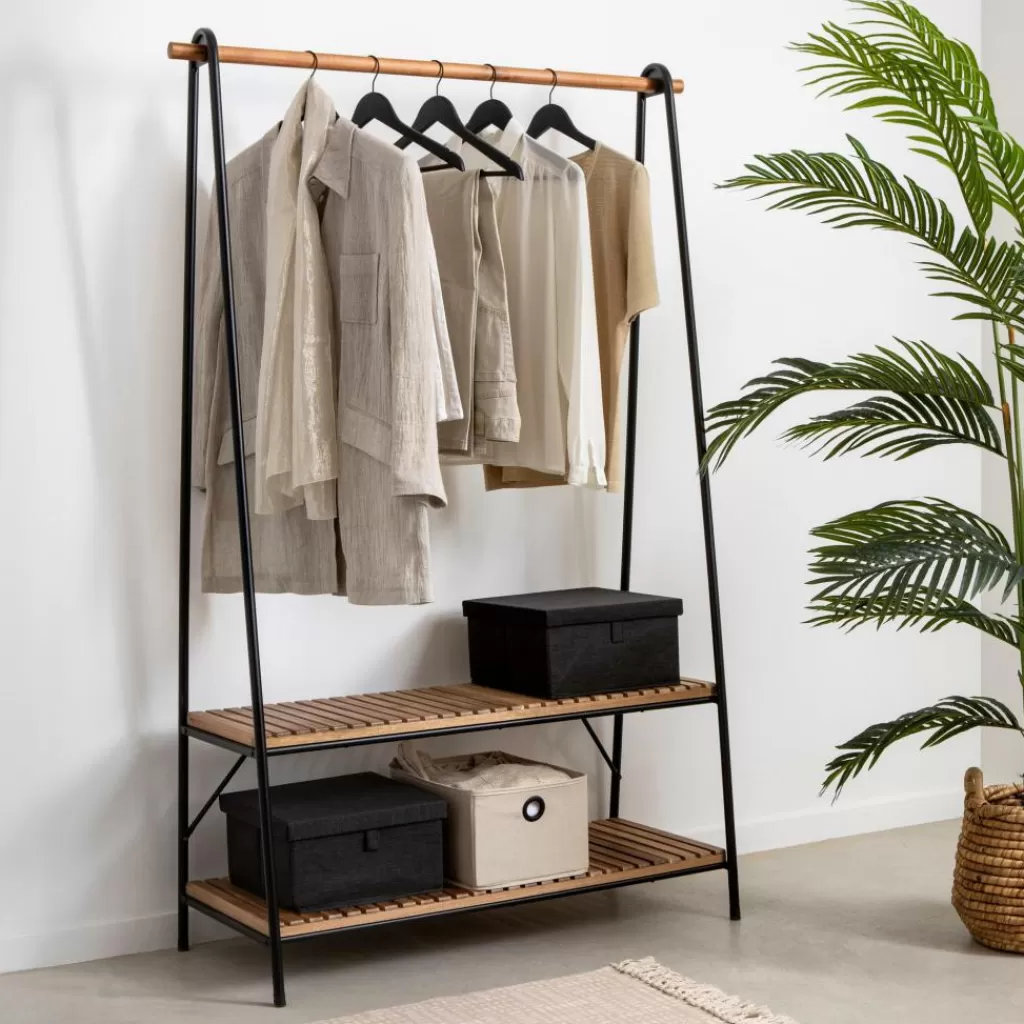 Discount ACACIA Ropero Negro Estantes