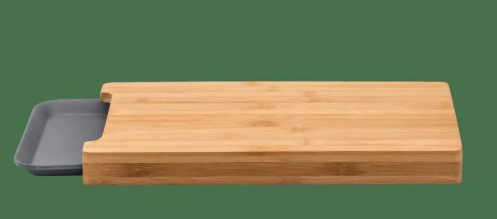 Shop BAMBOO Tabla Para Cortar Con Recipiente Gris, Natural Tablas De Cortar