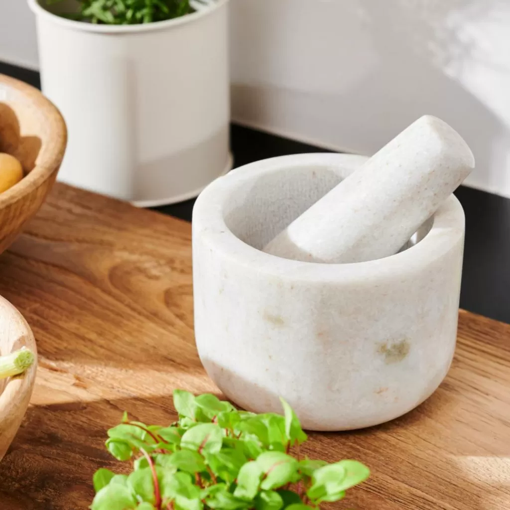 Fashion BEIGE GRANITE Mortero Con Maja Beis Instrumentos De Cocina