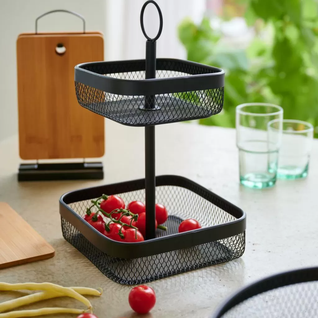Cheap BLACK LUNAR Cesta Cuadrada De 2 Piezas Negro Accesorios De Cocina