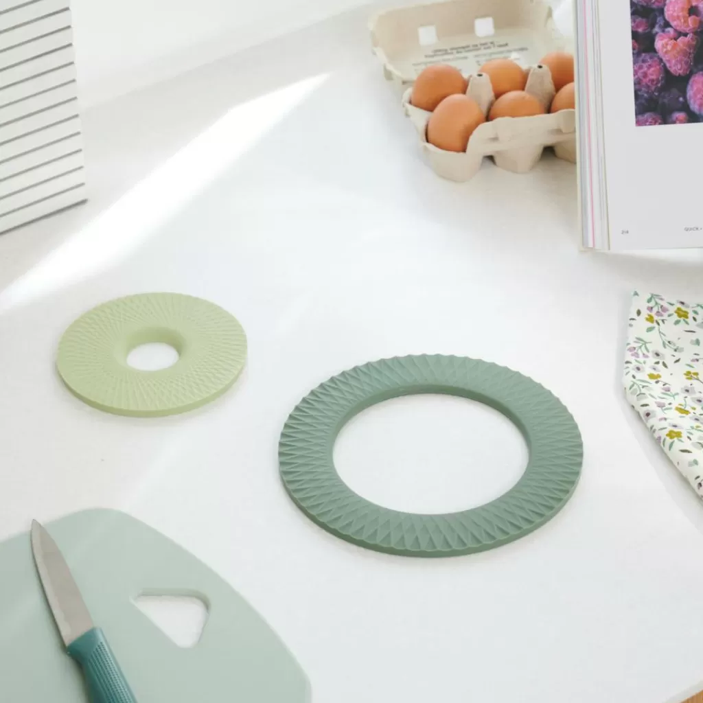 Clearance CUISINO Salvamanteles Juego De 2 2 Colores Menta, Verde Oscuro Salvamanteles