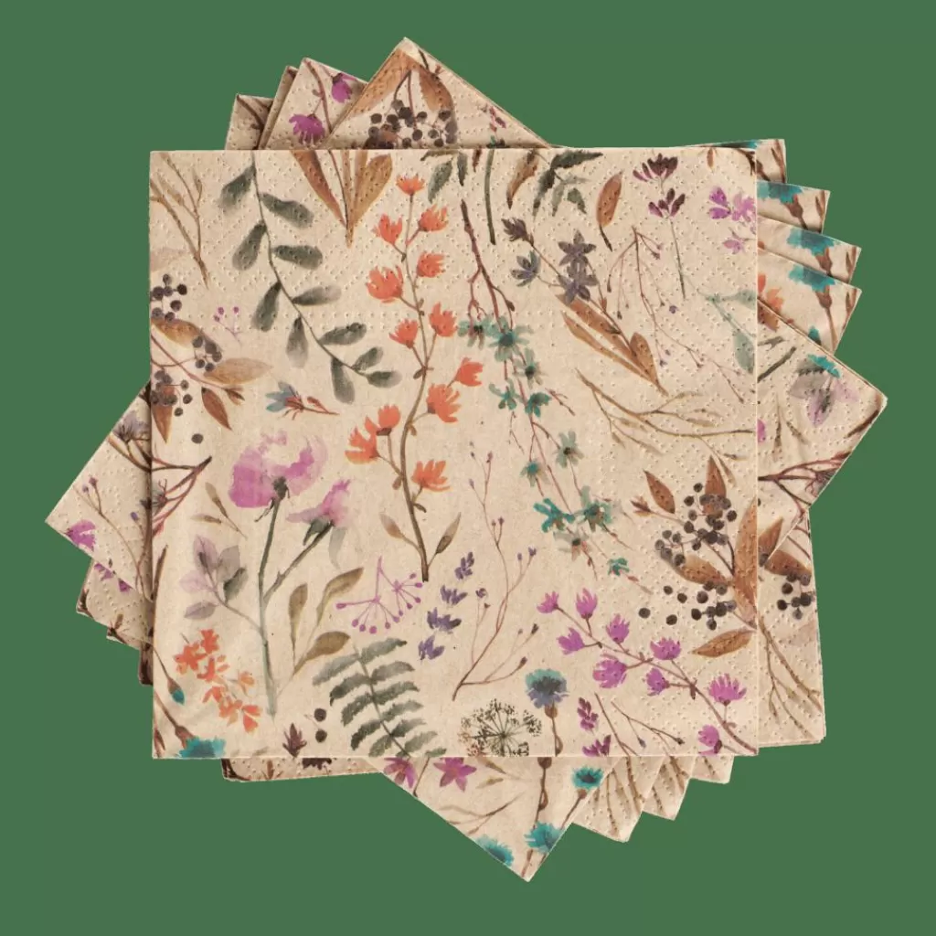 Flash Sale ECO DRIED FLOWER Paquete De 20 Servilletas Multicolor Servilletas