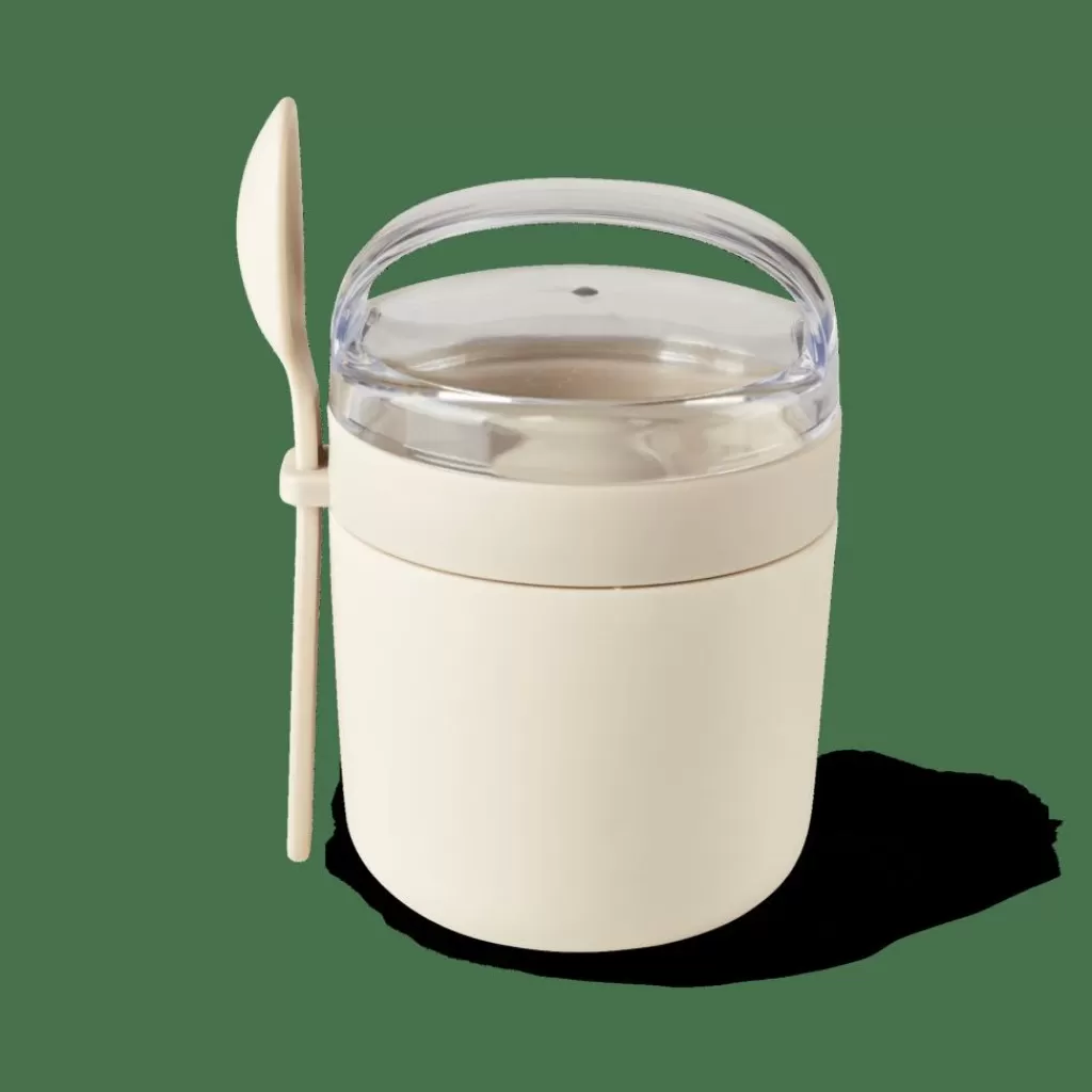 Fashion FRESHMOOD Tarro De Desayuno Con Cuchara 32c Blanco, Marrón, Verde Fiambreras