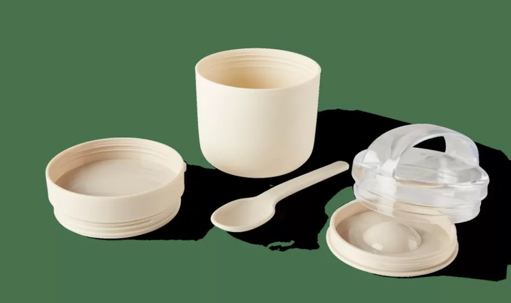 Fashion FRESHMOOD Tarro De Desayuno Con Cuchara 32c Blanco, Marrón, Verde Fiambreras