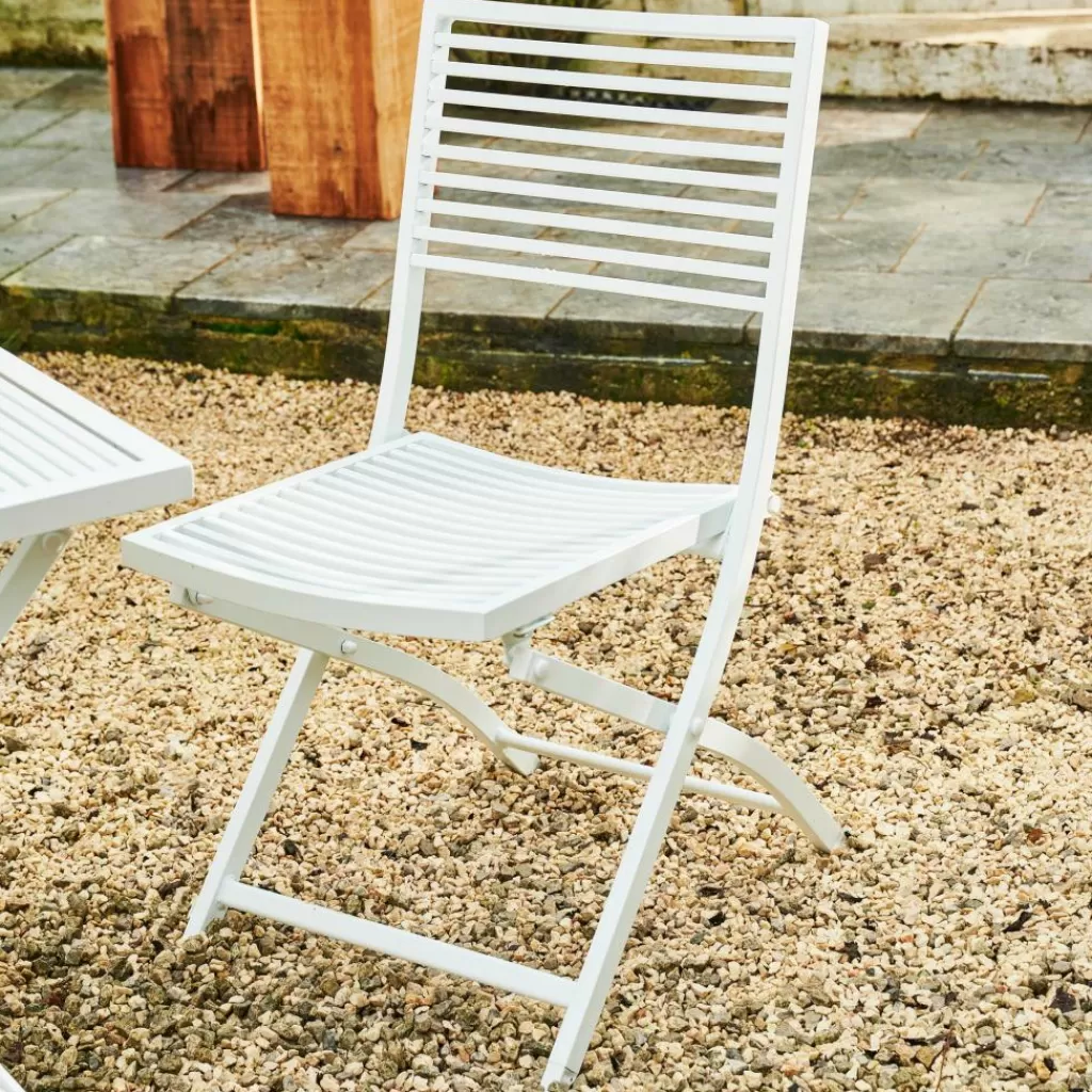 Clearance JESSE Silla Plegable Blanco, Beis Sillas De Bistro | Sillas De Jardín