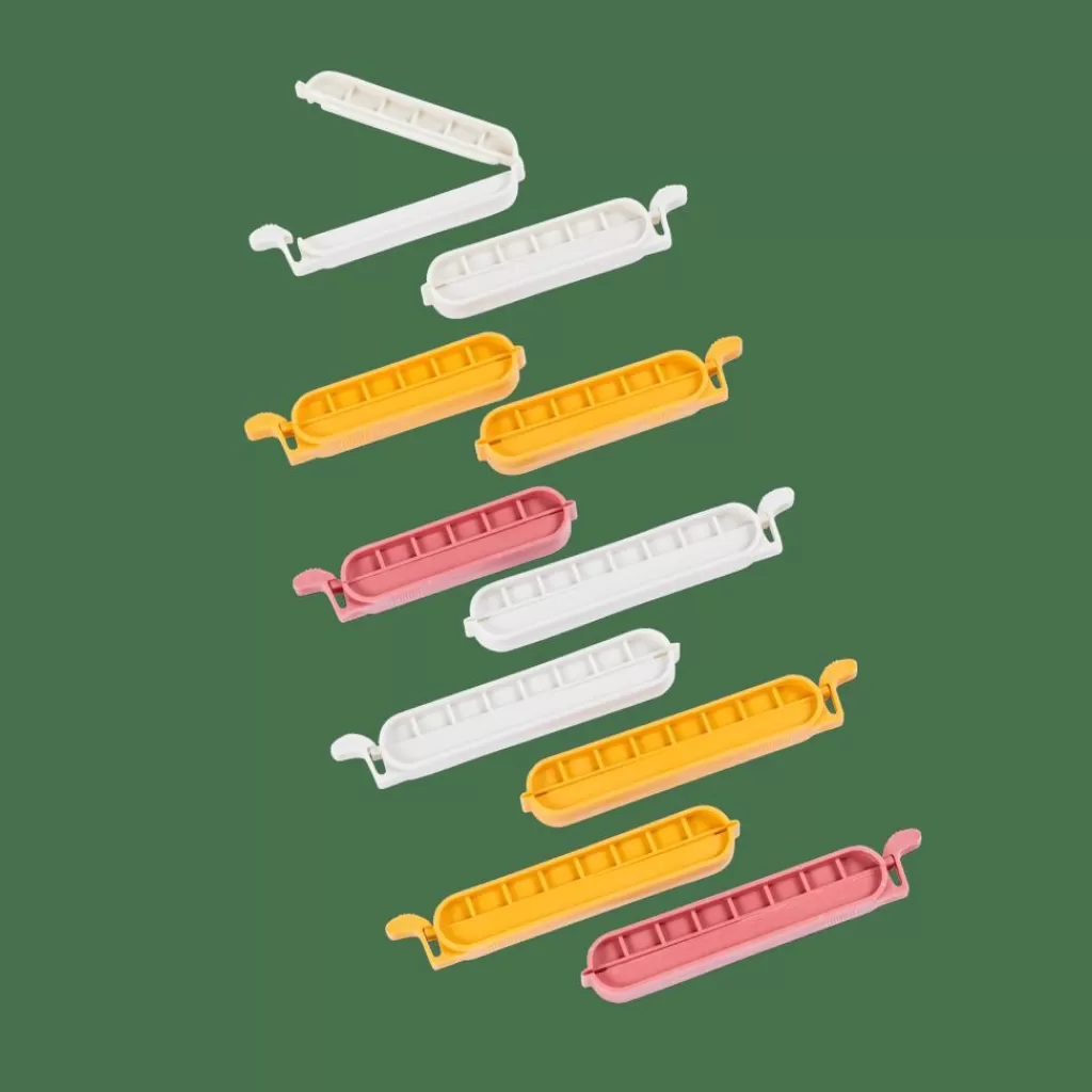 Hot KLIPPER Clips De Cierre Juego De 10 Mezcla De Colores Gris, Amarillo Oscuro, Terracota Accesorios De Cocina