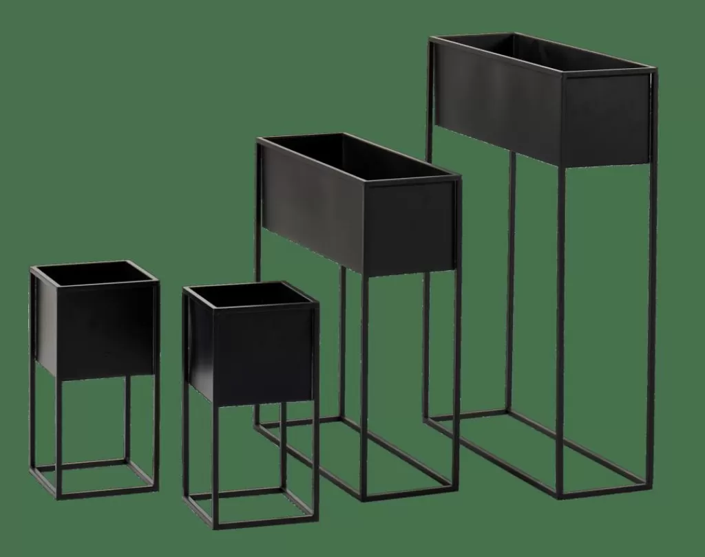 Clearance LARGO Macetero Negro Soportes Para Plantas