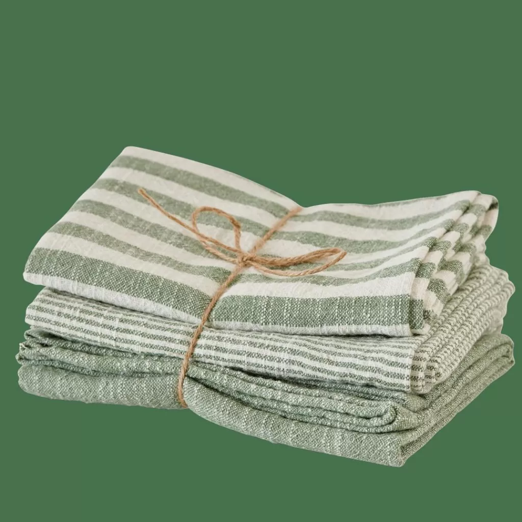 Discount LAURENT Paños De Cocina Juego De 3 Verde Panos De Cocina