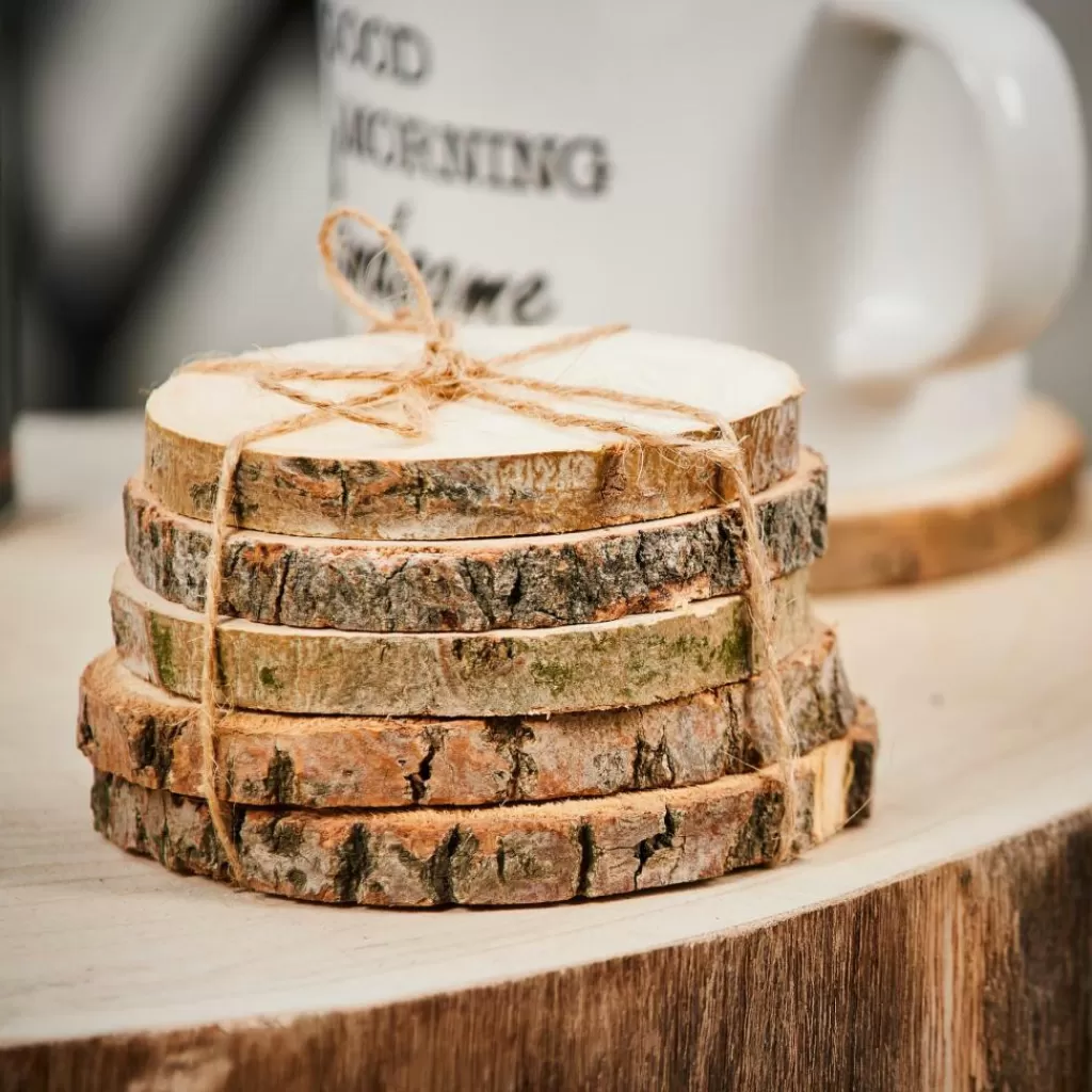 Store MADERA Posavasos Juego De 6 Natural Accesorios Coctéles