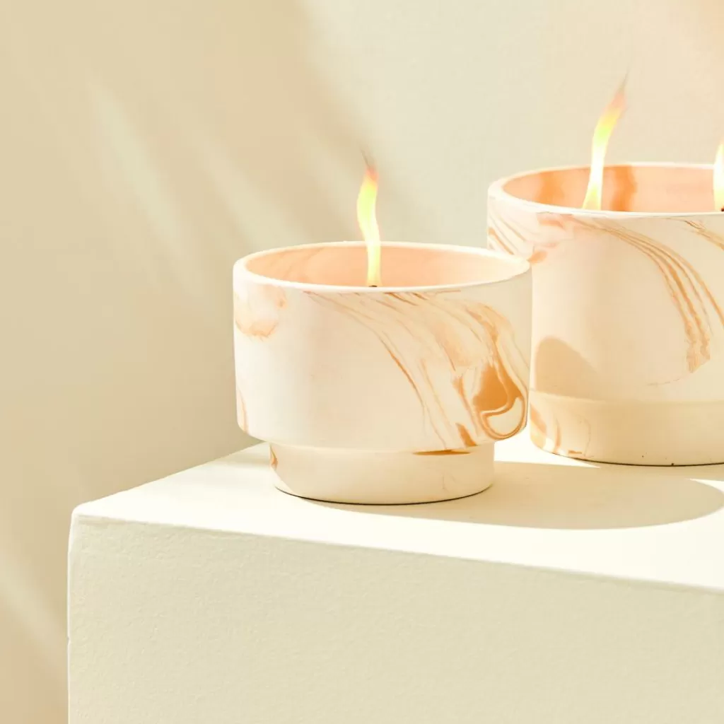 Clearance MARBLE Vela De Exterior Blanco, Naranja Velas Para Exterior