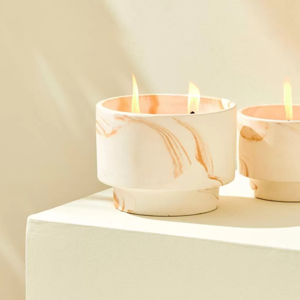 Discount MARBLE Velas De Exterior Blanco, Naranja Velas Para Exterior