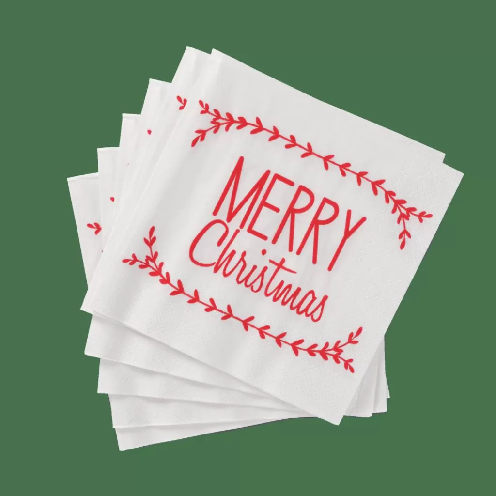 Clearance MERRY CHRISTMAS Paquete De 20 Servilletas Rojo Servilletas
