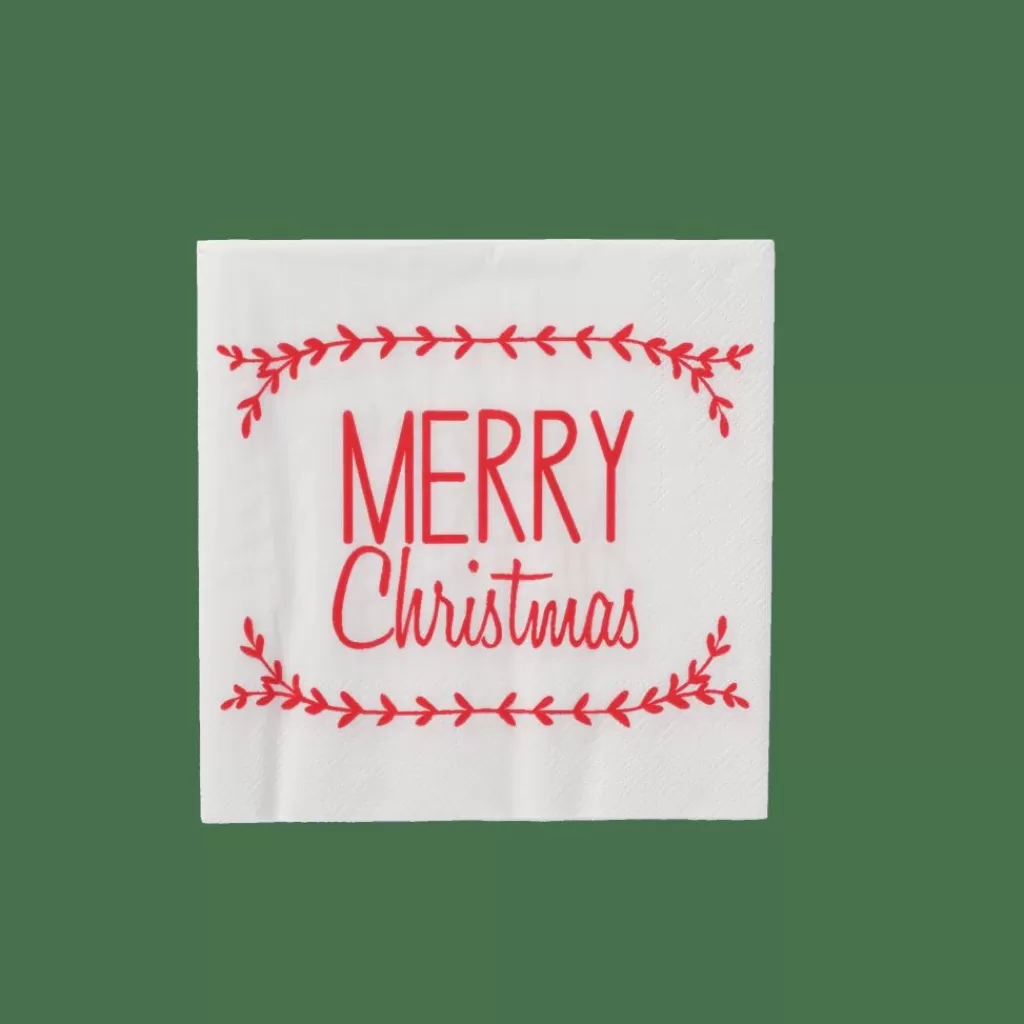 Clearance MERRY CHRISTMAS Paquete De 20 Servilletas Rojo Servilletas