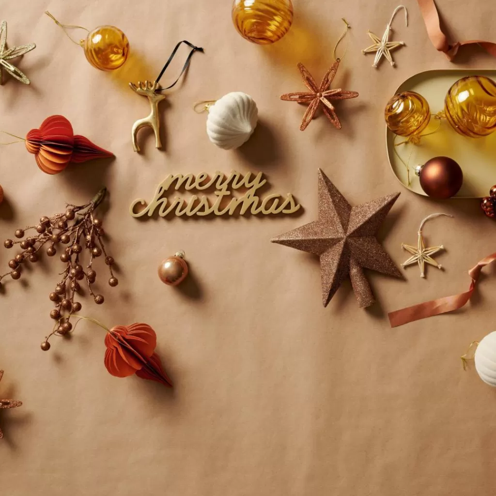 Flash Sale MERRY XMAS Decoración Dorado Figuras Decorativas