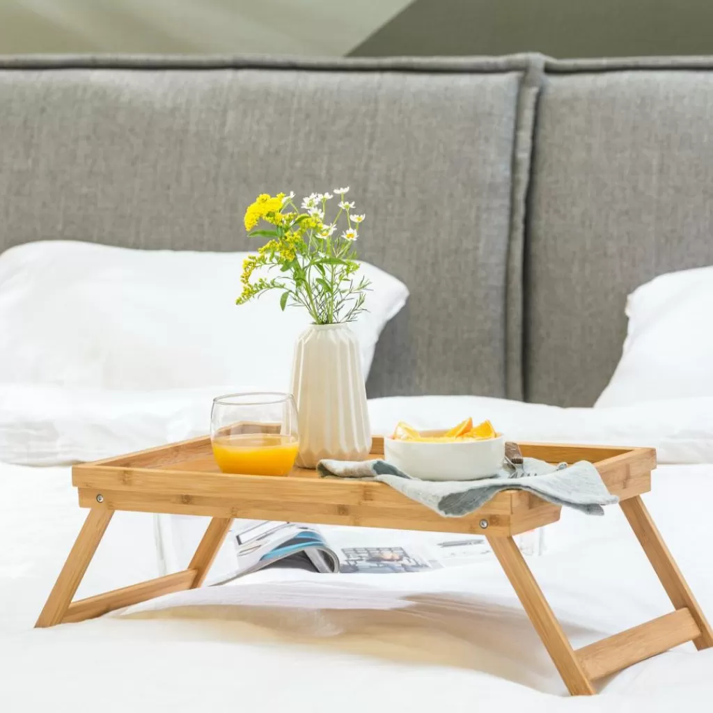 Fashion NEW BAMBOO Bandeja De Cama Natural Bandejas