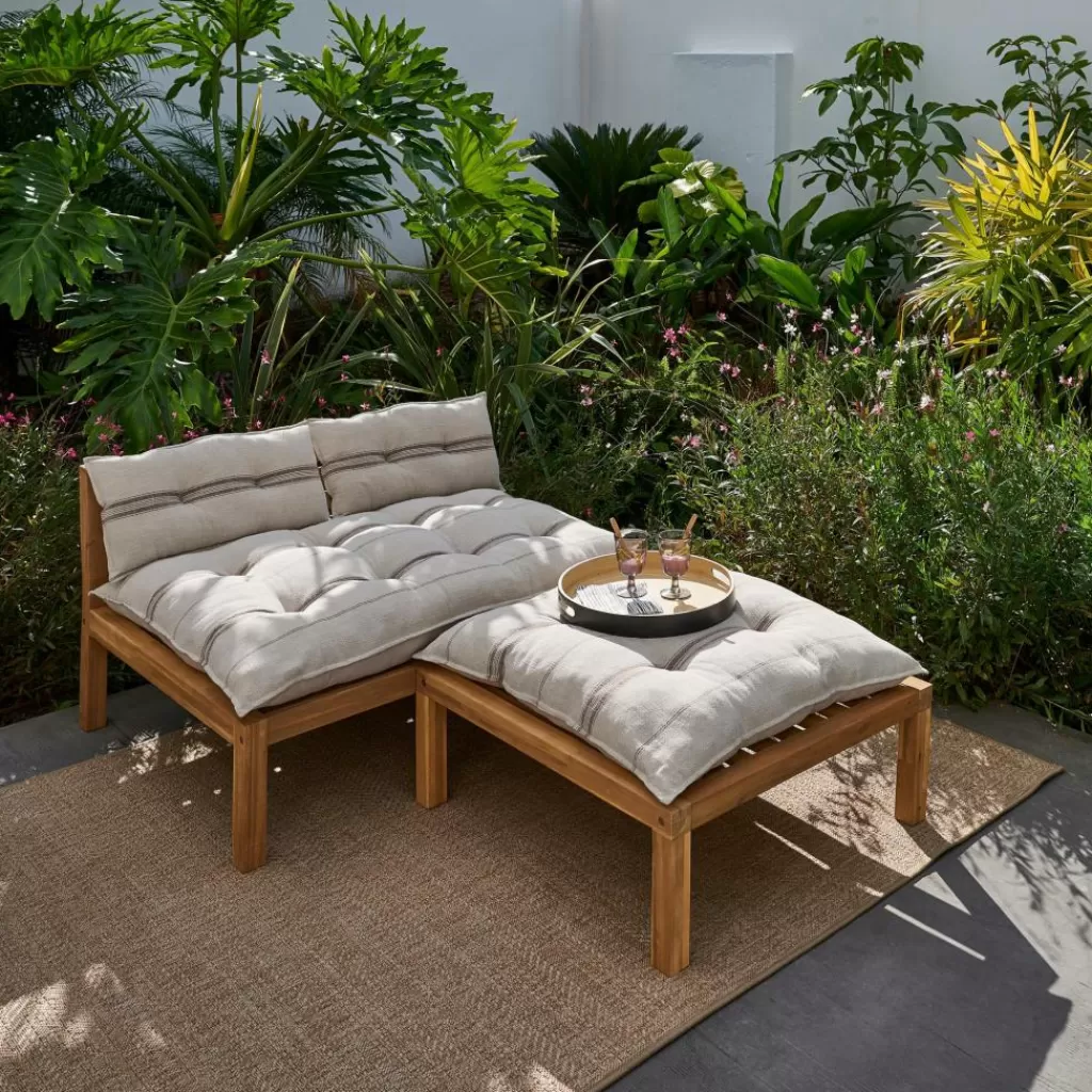 Best Sale PAULETTE Mesa/puf Lounge Natural Mesas Auxiliares De Jardín | Conjuntos Lounge
