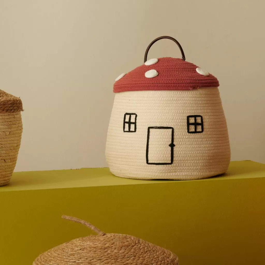 Shop PAULUS Cesta De Almacenaje Con Tapa Rojo, Natural Cestas De Almacenaje | Otoño