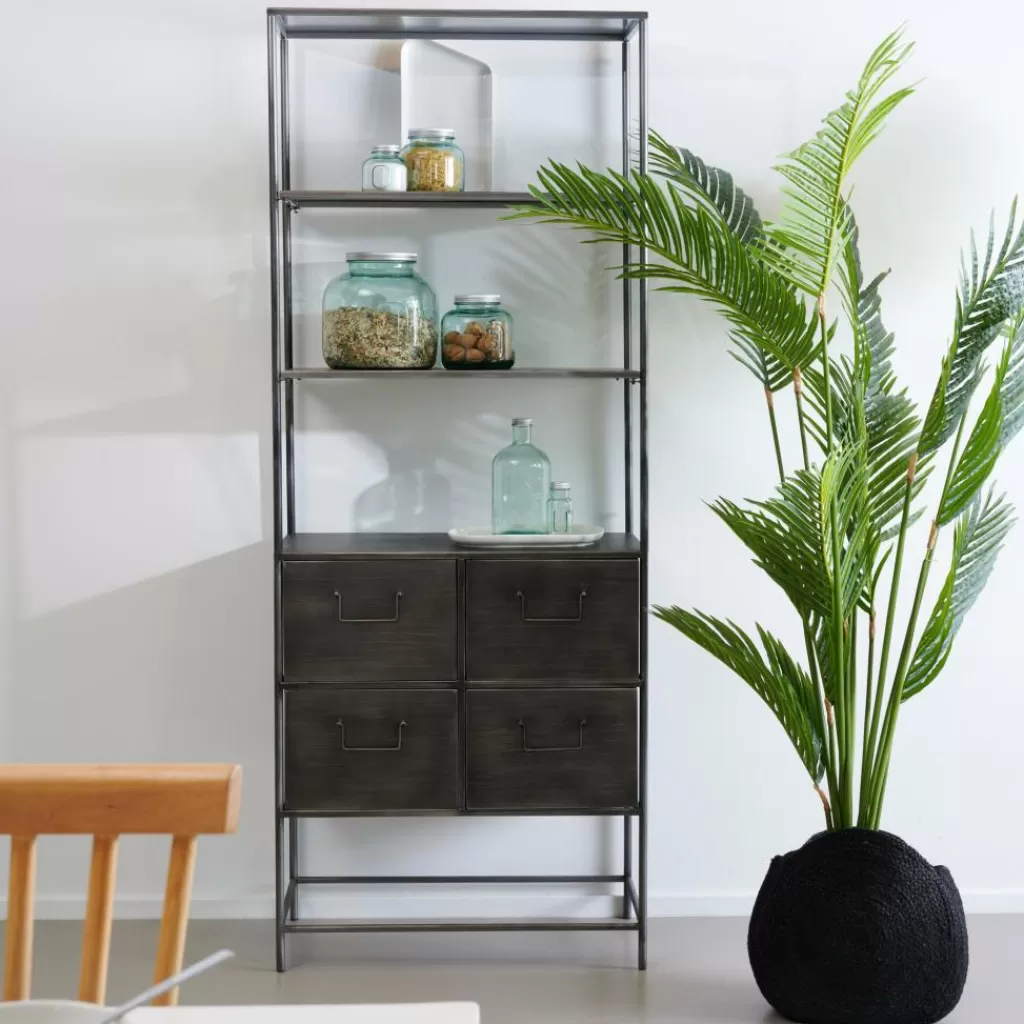 Outlet PHARMA Estantería De Pared Con 4 Cajones Negro Estanterías