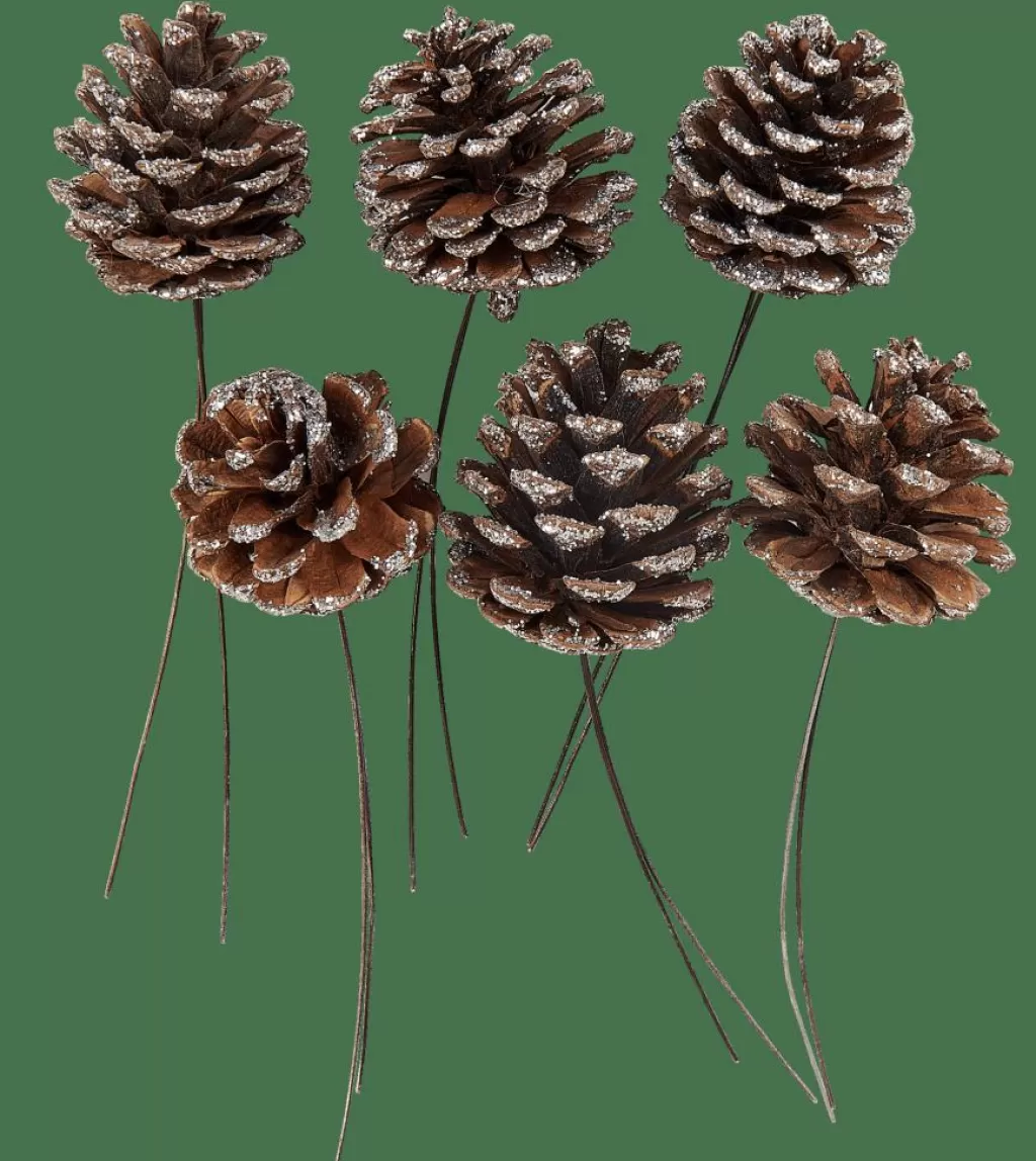 Store PINECONE Piñas Juego De 6 2 Colores Blanco, Plateado Otoño