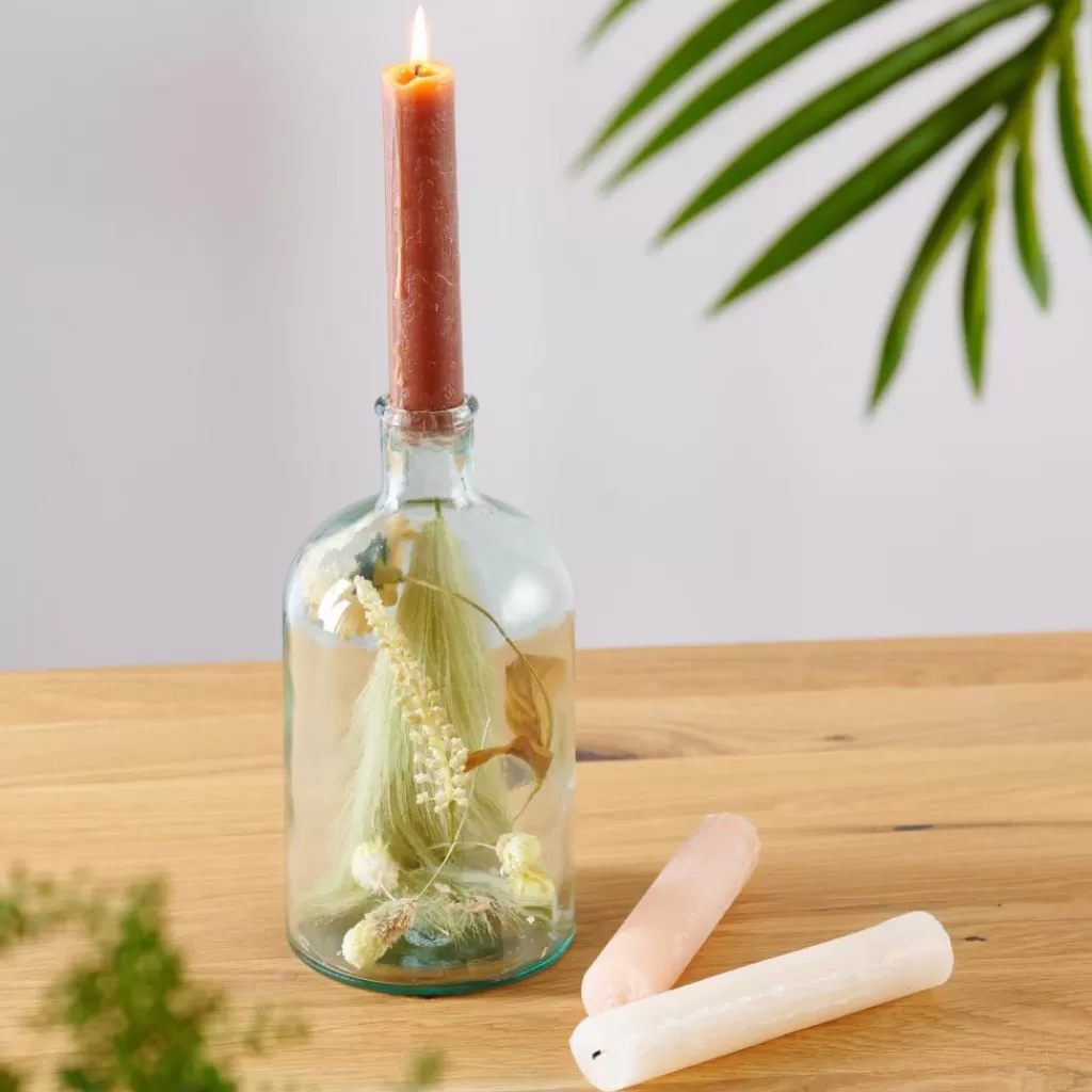 Store RETRO Florero Botella Transparente Floreros