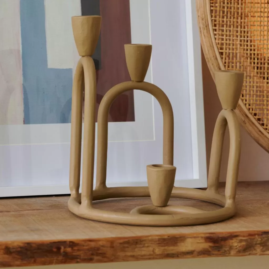 Cheap RINGS Candelabro Para 4 Velas Marrón Claro Candelabros