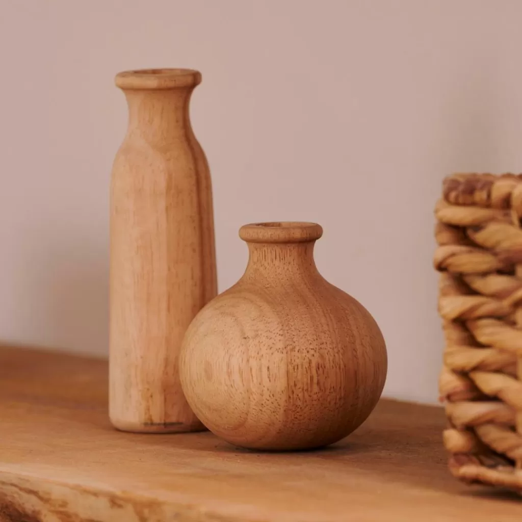 New RUBBERWOOD Florero Decorativo Natural Floreros