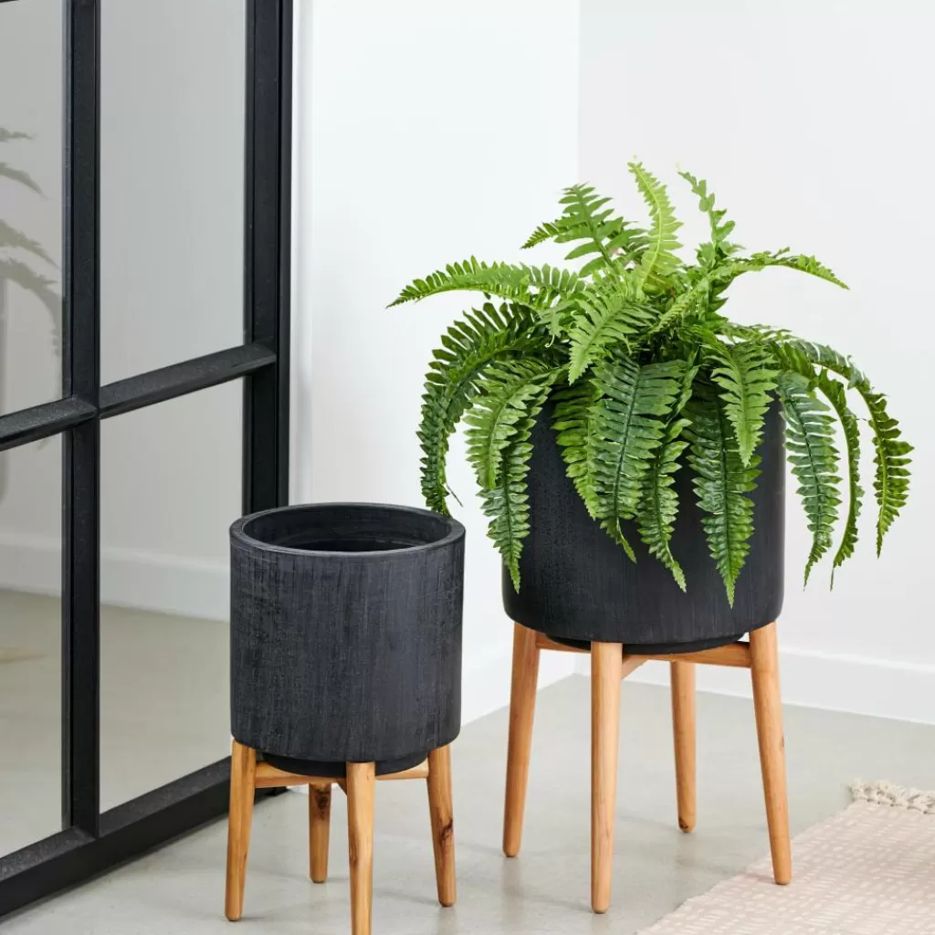 Clearance SCURO Macetero Negro Macetas | Soportes Para Plantas
