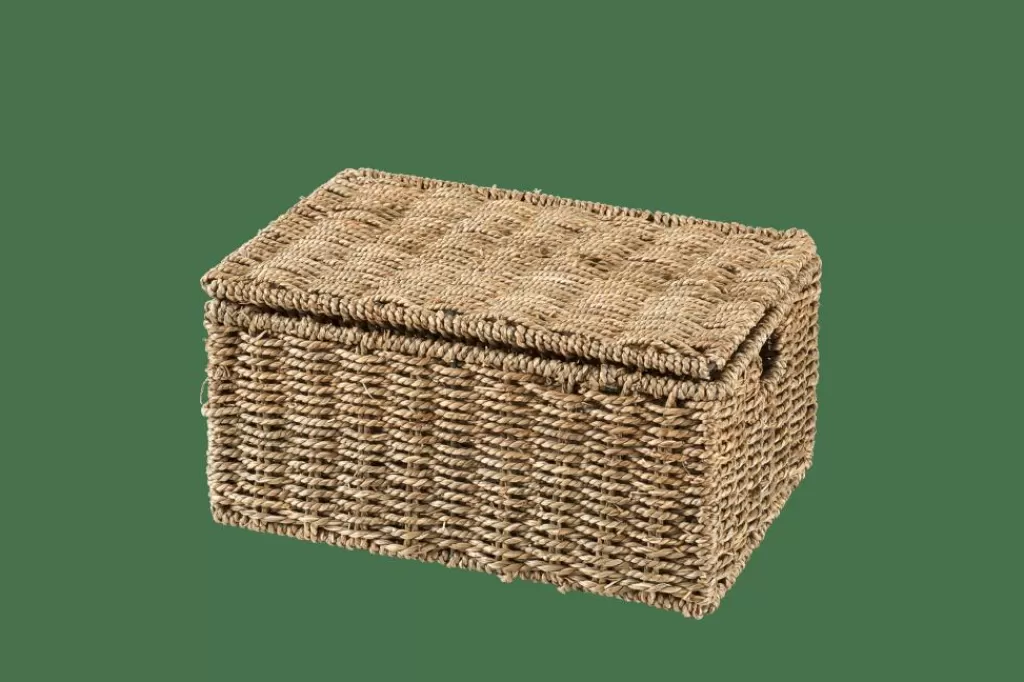 Cheap SEAGRASS Caja De Almacenaje M Con Tapa Natural Cestas De Almacenaje