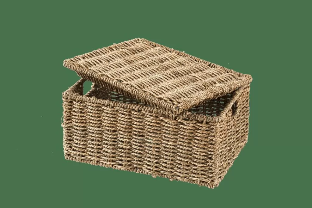 Cheap SEAGRASS Caja De Almacenaje M Con Tapa Natural Cestas De Almacenaje