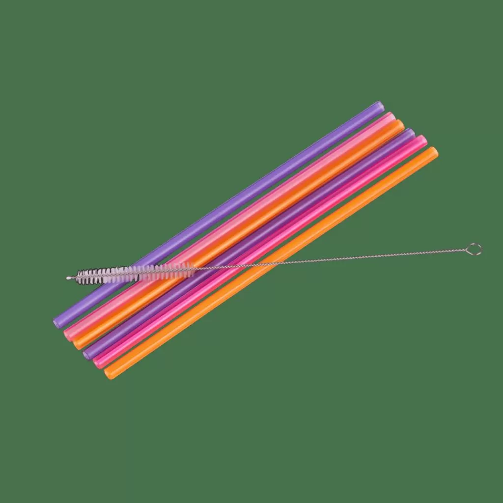 Discount SLURP Pajitas Reutiliz Juego De 6 Mezcla De 3 Colores Naranja, Morado, Rosa Accesorios Coctéles