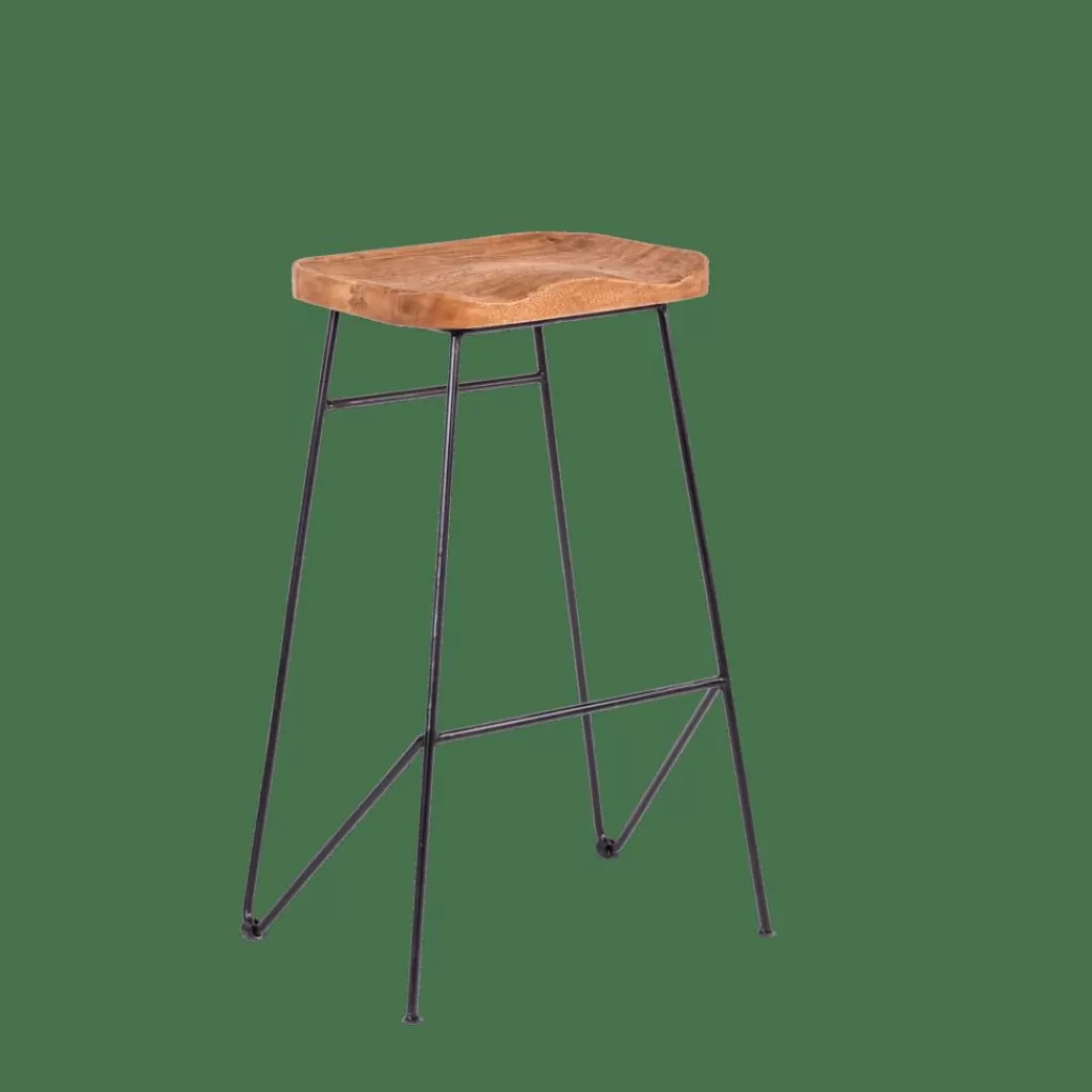 Online TEAK Taburete Bar Negro, Natural Taburetes De Bar