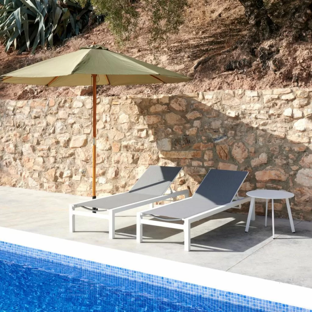 Online WOOD & VENETO Parasol Set Verde Parasoles