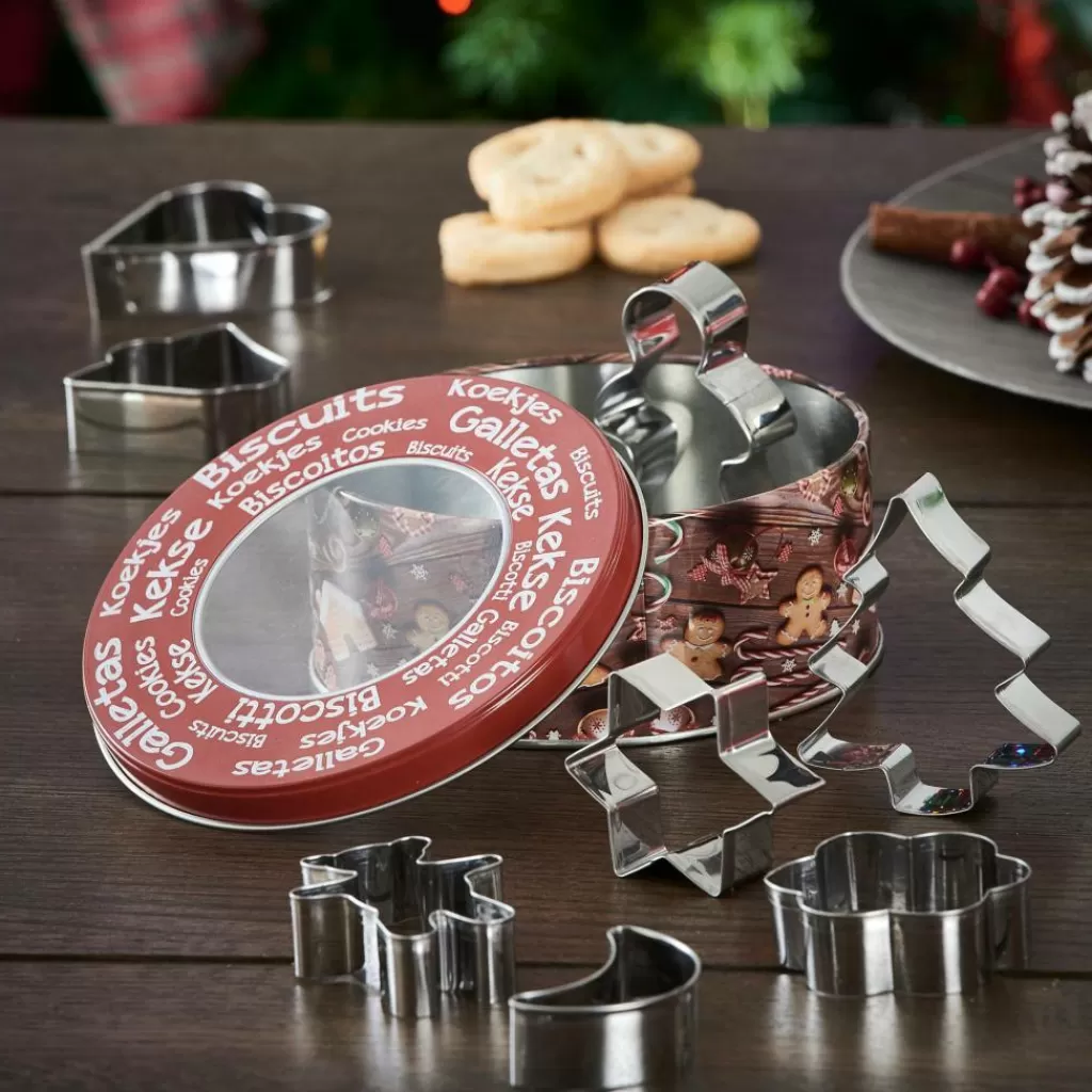 Cheap X-MAS Moldes Juego De 8 En Lata Plateado Accesorios Para Resposteria