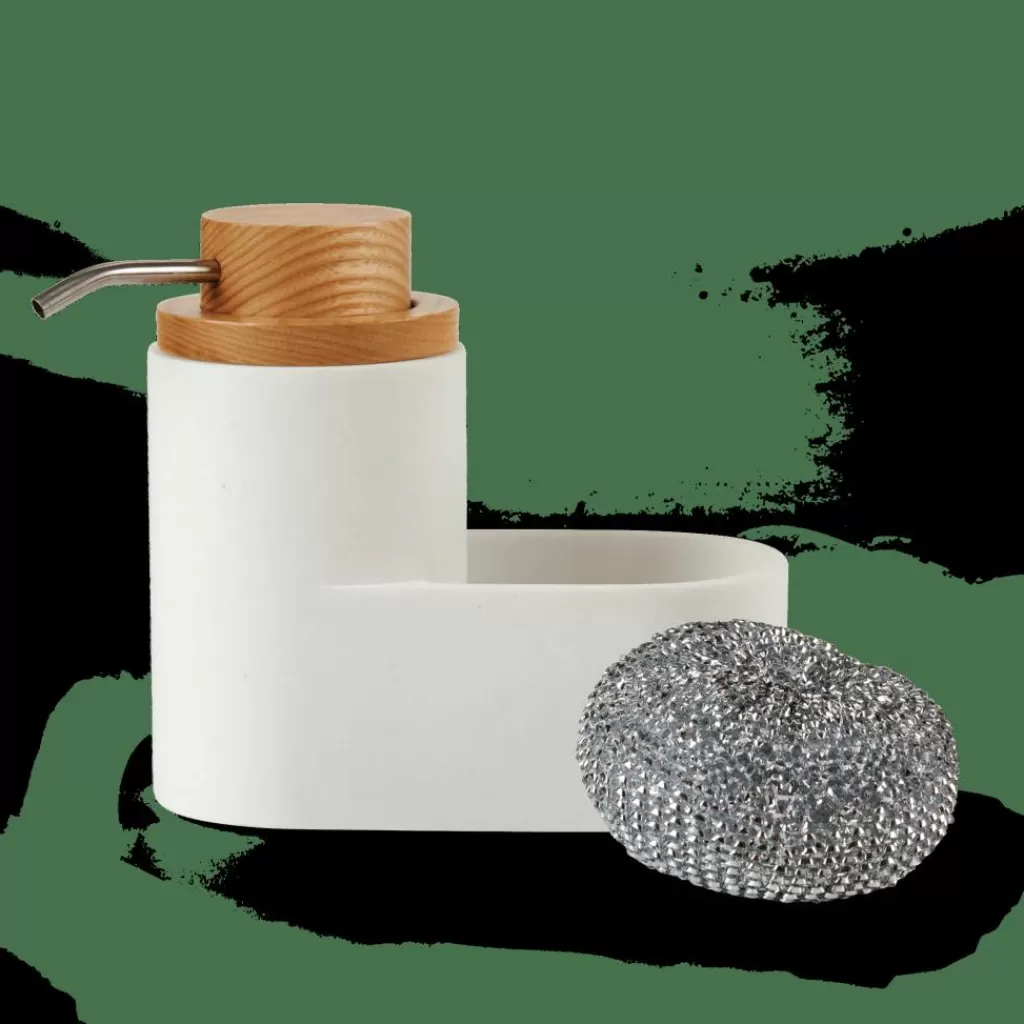 Store YOKO Dispensador De Jabón Con Esponja Blanco Accesorios De Tocador